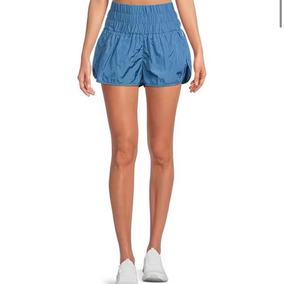Blue Stone colored Free People Movement The Way Home High Rise Pull-On Shorts - Picture 1 of 4